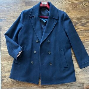 Men’s Classic Navy Blue Wool Cashmere blend Pea Coat